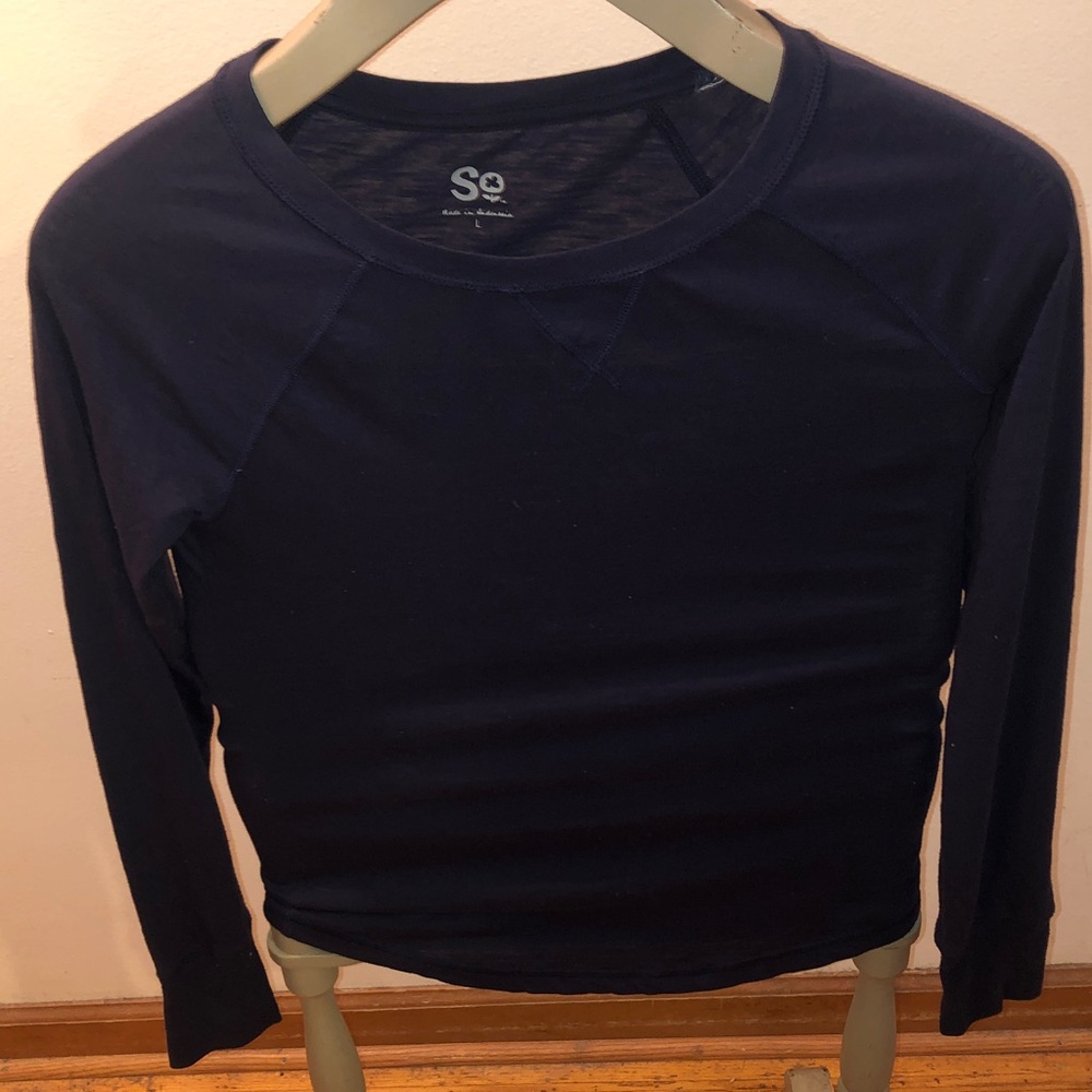 SO Navy Blue Long Sleeve Crewneck Top